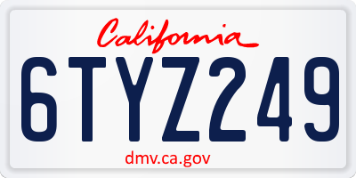 CA license plate 6TYZ249