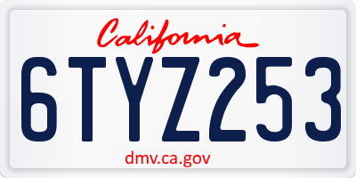 CA license plate 6TYZ253