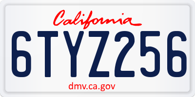 CA license plate 6TYZ256