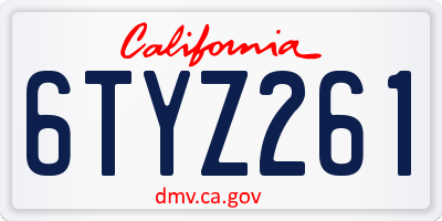 CA license plate 6TYZ261