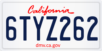 CA license plate 6TYZ262