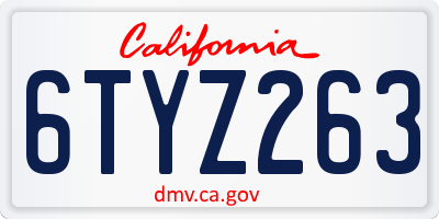 CA license plate 6TYZ263