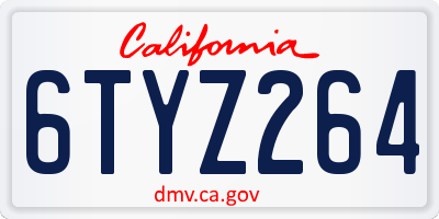 CA license plate 6TYZ264