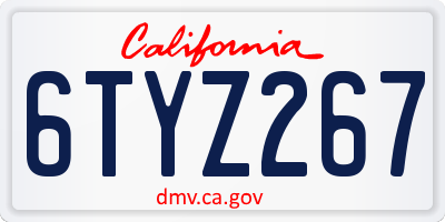 CA license plate 6TYZ267