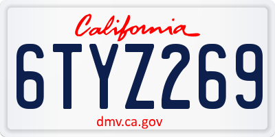 CA license plate 6TYZ269