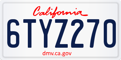 CA license plate 6TYZ270