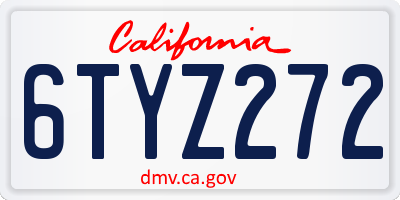 CA license plate 6TYZ272