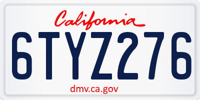 CA license plate 6TYZ276