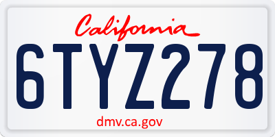 CA license plate 6TYZ278