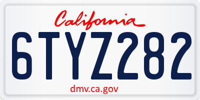 CA license plate 6TYZ282