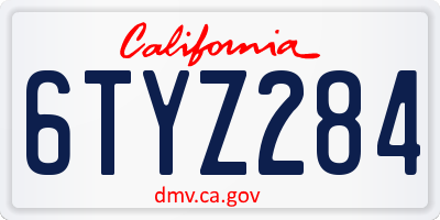 CA license plate 6TYZ284