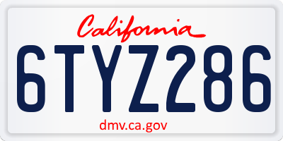 CA license plate 6TYZ286