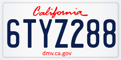 CA license plate 6TYZ288