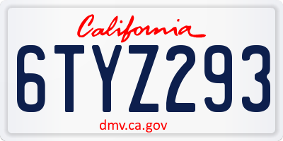 CA license plate 6TYZ293