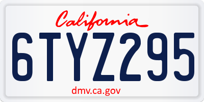 CA license plate 6TYZ295