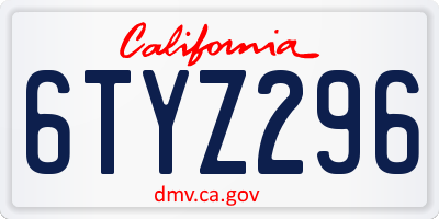 CA license plate 6TYZ296