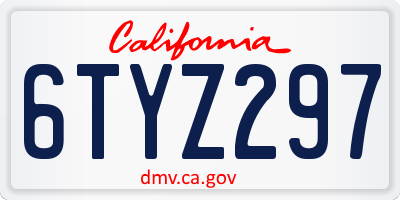 CA license plate 6TYZ297