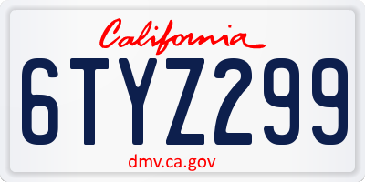 CA license plate 6TYZ299