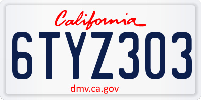 CA license plate 6TYZ303