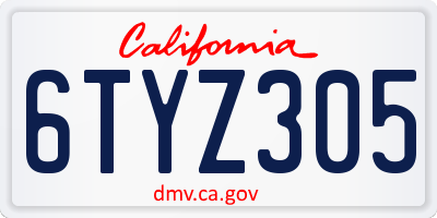CA license plate 6TYZ305