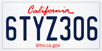 CA license plate 6TYZ306