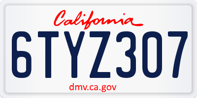 CA license plate 6TYZ307
