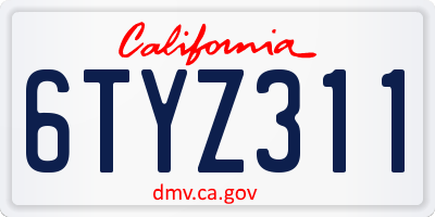 CA license plate 6TYZ311