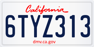CA license plate 6TYZ313