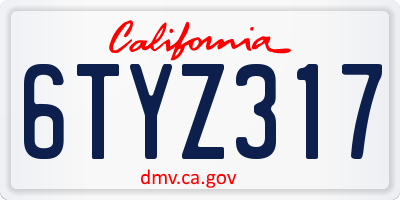 CA license plate 6TYZ317