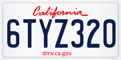 CA license plate 6TYZ320