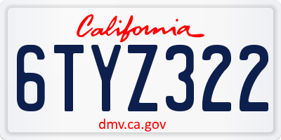 CA license plate 6TYZ322