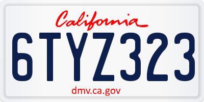 CA license plate 6TYZ323