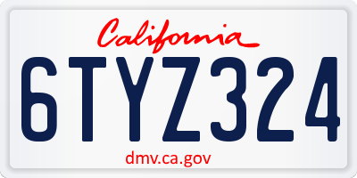 CA license plate 6TYZ324