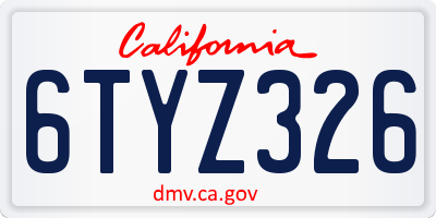 CA license plate 6TYZ326