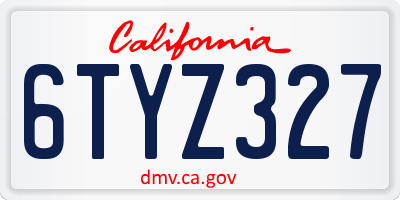 CA license plate 6TYZ327