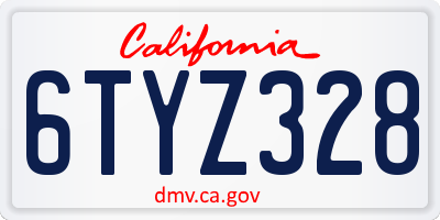 CA license plate 6TYZ328