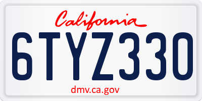 CA license plate 6TYZ330