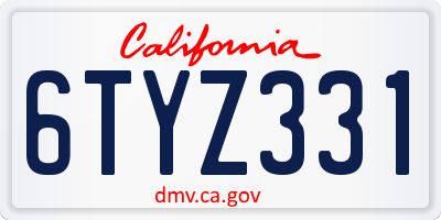 CA license plate 6TYZ331