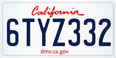 CA license plate 6TYZ332