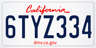 CA license plate 6TYZ334