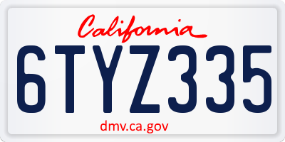 CA license plate 6TYZ335