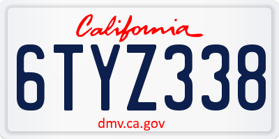 CA license plate 6TYZ338
