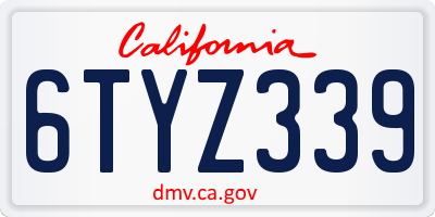 CA license plate 6TYZ339