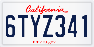CA license plate 6TYZ341