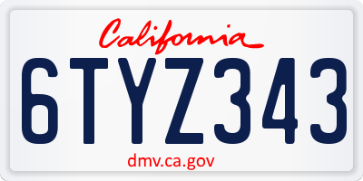 CA license plate 6TYZ343