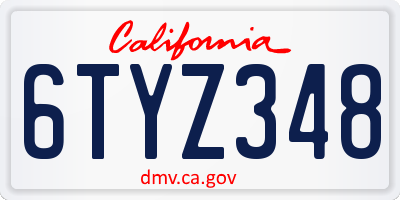 CA license plate 6TYZ348