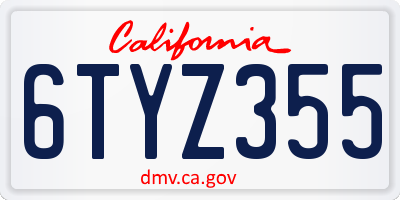 CA license plate 6TYZ355