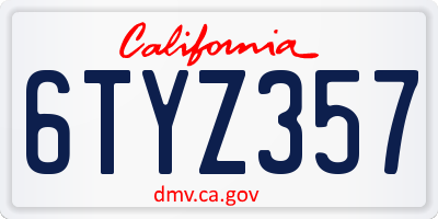 CA license plate 6TYZ357