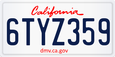 CA license plate 6TYZ359