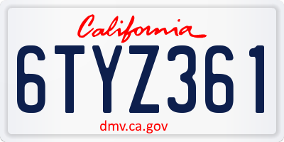 CA license plate 6TYZ361